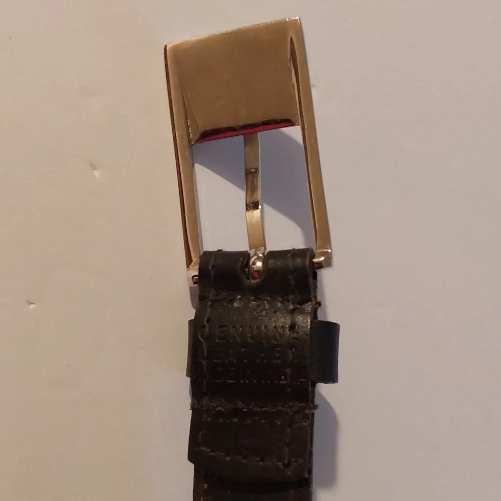 Womens Black Genuine Leather Belt with Silver Metal Links Edgy Punk Goth Sz.M/L